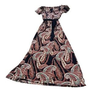 Susan Lawrence Woman Petite‎ Small Maxi Dress Multicolor Geometric Designs